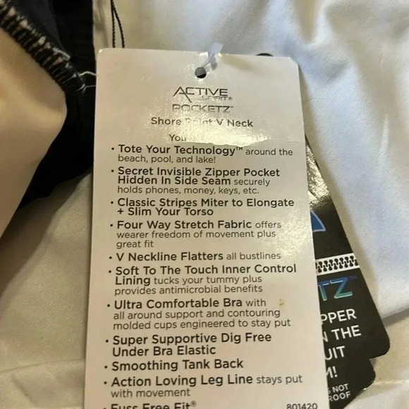 Active Spirit Pocketz shore point V neck swimsuit size 16 NWT pocket - Picture 10 of 10